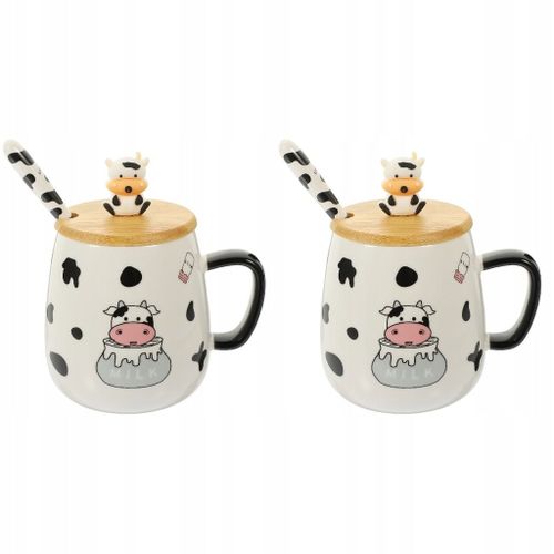 Dessin Animé Vache Tasse Poterie Enfant Étudiant 2 Ensembles