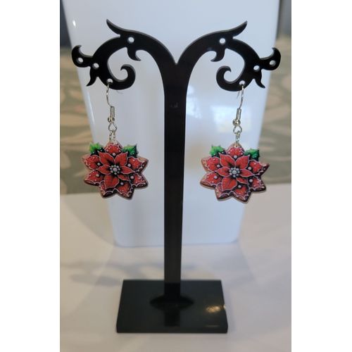 Boucles D'oreilles Fleur De Noel Poinsettia !