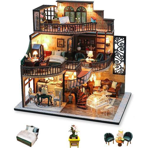 Smart Maquette Maison Miniature pour Adulte à Construire, DIY Maison de  Poupée Miniature Bois en Kit avec Meubles Outils, Cadeau de Bricolage  Artisanal (Loft D'époque) Loft D'époque Loft D'époque