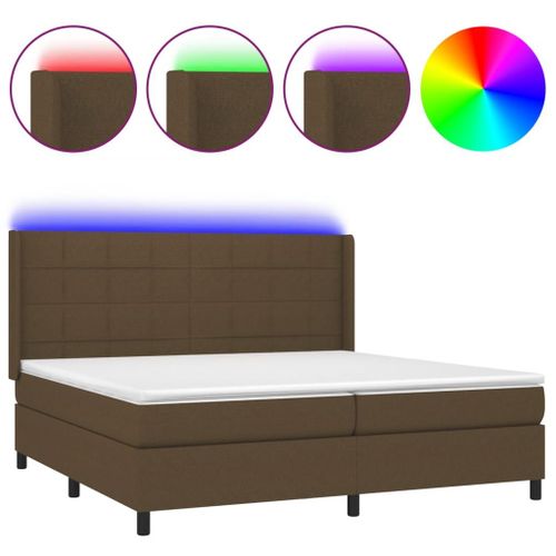 Vidaxl Sommier Tapissier Matelas Et Led Marron Foncé 200x200 Cm Tissu