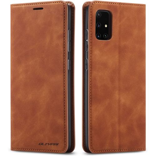 Coque Pour Samsung Galaxy A41, Housse En Cuir Premium Pu Portefeuille Etui, [Fentes Pour Cartes] [Fermoir Magnetique] [Stand Fonction] Flip Coque Pour Samsung Galaxy A41 - Marron