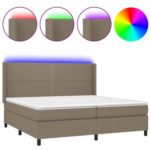 Vidaxl Sommier Tapissier Et Matelas Et Led Taupe 200x200 Cm Tissu