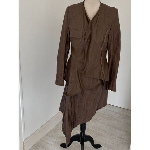 Ensemble Cuir Agneau Neuf Taille 40/42 Marron Jupe Veste