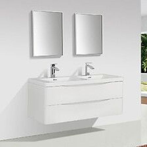 Meuble Salle De Bain Design Double Vasque Piacenza Largeur 120 Cm Blanc Laqu?