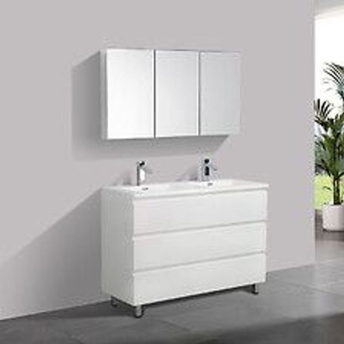 Meuble Salle De Bain Design Double Vasque Verona Largeur 120 Cm Blanc Laqu?