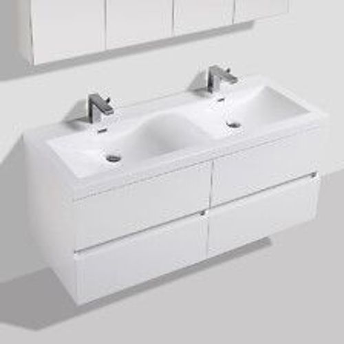 Meuble Salle De Bain Design Double Vasque Siena Largeur 144 Cm Blanc Laqu?