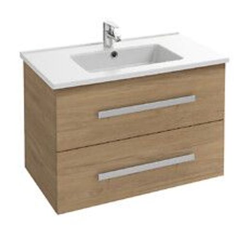 Meuble Simple Vasque Ola Up Pour Salle De Bain, 2 Tiroirs, Chene, 78,5