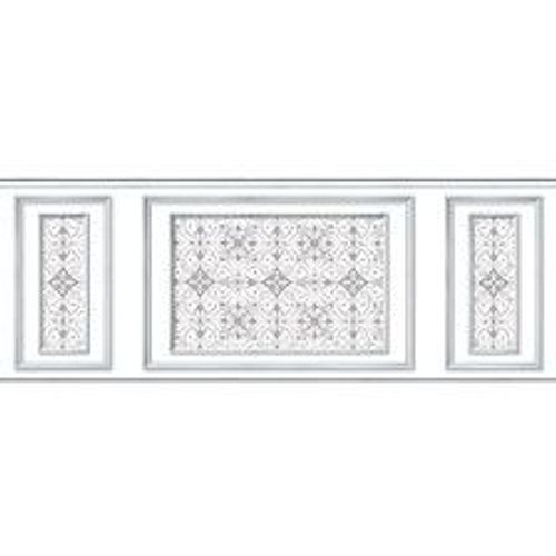 L? d?coratif unique en papier peint intiss?, immitation soubassement boiseries, papier intiss?, motif arabesque de couleur gris, 75 cm X 200 cm