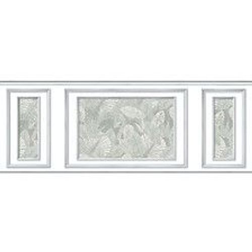 L? d?coratif unique en papier peint intiss?, immitation soubassement boiseries, papier intiss?, motif feuille tropicale sur fond vert , 75 cm X 200 cm