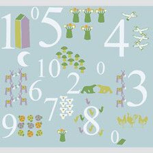 Papier peint panoramique intiss?, chiffre de 1 ? 10 pour enfants avec illustrations mignonnes pour apprendre, 270 cm X 250 cm