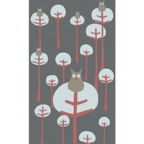 Papier peint panoramique intiss?, chambre d'enfant, illustration de la chouette dans la for?t perch? sur un arbre, fond gris, 250 cm X 150 cm