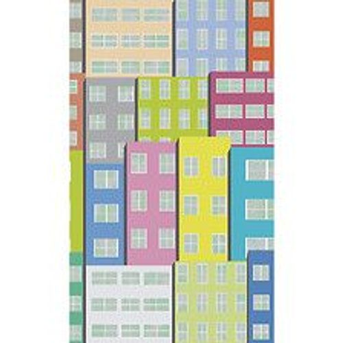 Papier peint panoramique intiss?, illustration color?s d'immeubles, dans un style graphique,, 250 cm X 150 cm