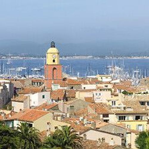 Papier peint panoramique intiss?, magnifique photo pour trompe l'oeil vue sur le port de saint tropez, 270 cm X 250 cm