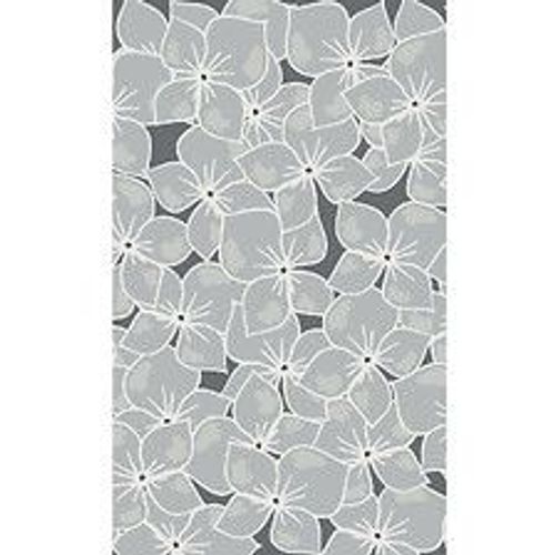Papier peint panoramique intiss?, motif de fleurs grises sur un fond gris, style representant une fleur de capucine, 250 cm X 150 cm