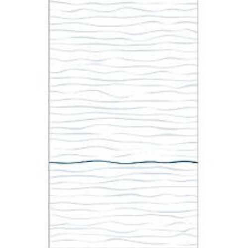 Papier peint panoramique intiss?, motifs de vagues horizontales bleus clairs avec une vague bleu fonc? sur un fond blanc, 250 cm X 150 cm