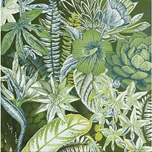 Papier peint panoramique intiss?, papier intiss?, motif floral vert, feuillages et fleurs de la jungle tropicale, 250 cm X 250 cm