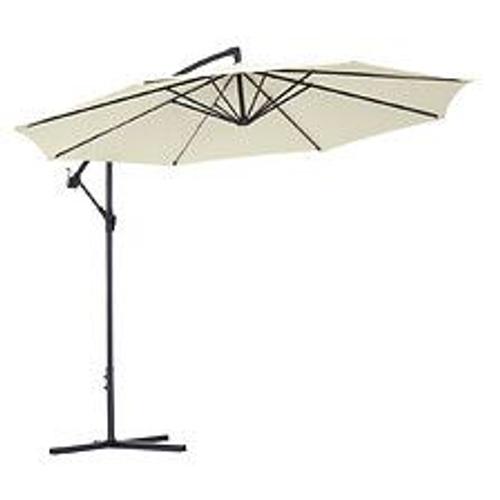 Parasol D?Port? Octogonal Inclinable Rabattable Diam?Tre 3 M Parasol De Jardin Avec Pied En Croix Cr?Me