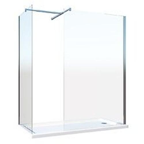 Parois De Douche De 8 Mm Type Walk-in Avec Barre De Soutien ? T R?versible H.200 ?  98-100 + 73-75 Cm