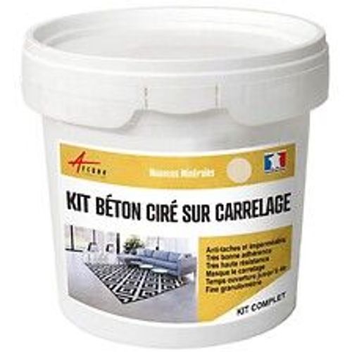 BETON CIRE CARRELAGE POUR SOLS ET MURS - KIT BETON CIRE SUR CARRELAGE - 10 m? (en 2 couches) Gazelle Gris Rose - ARCANE INDUSTRIES