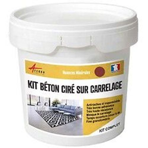 BETON CIRE CARRELAGE POUR SOLS ET MURS - KIT BETON CIRE SUR CARRELAGE - 2 m? (en 2 couches) Airelles Rouge - ARCANE INDUSTRIES