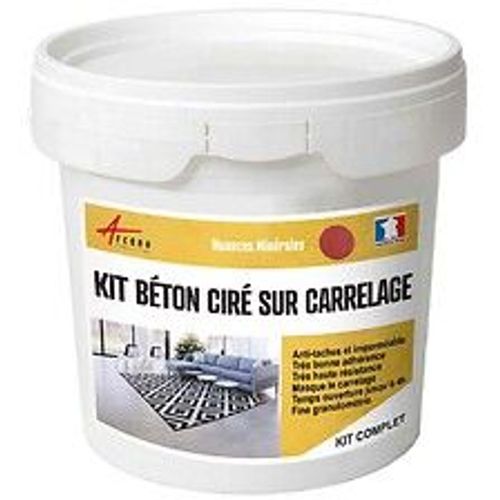 BETON CIRE CARRELAGE POUR SOLS ET MURS - KIT BETON CIRE SUR CARRELAGE - 2 m? (en 2 couches) Goyave Rouge - ARCANE INDUSTRIES