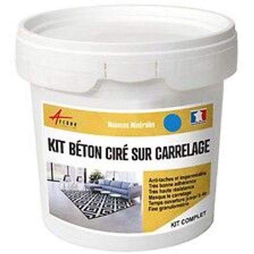 BETON CIRE CARRELAGE POUR SOLS ET MURS - KIT BETON CIRE SUR CARRELAGE - 5 m? (en 2 couches) Prussia Bleu - ARCANE INDUSTRIES