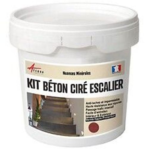 B?ton Cir? Escalier - Kit Complet primaire et vernis de finition - En neuf ou r?novation - 5 m? (en 2 couches) Airelles Rouge - ARCANE INDUSTRIES