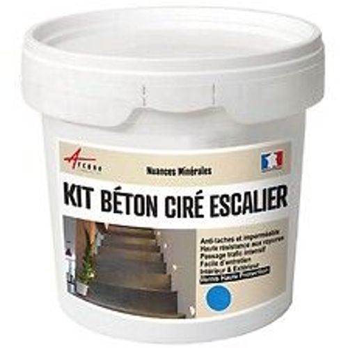 B?ton Cir? Escalier - Kit Complet primaire et vernis de finition - En neuf ou r?novation - 2 m? (en 2 couches) Prussia Bleu - ARCANE INDUSTRIES