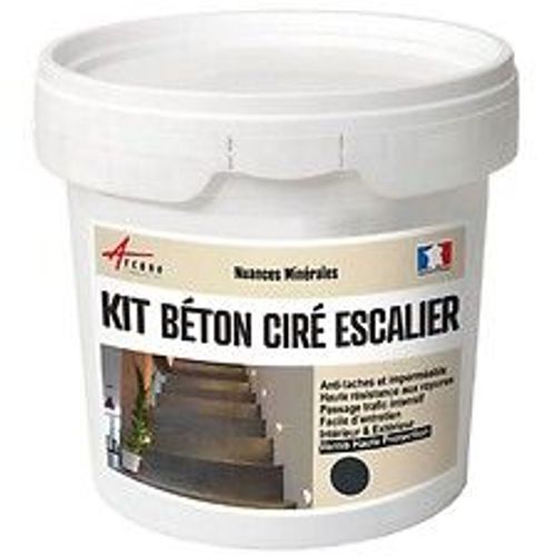 B?ton Cir? Escalier - Kit Complet primaire et vernis de finition - En neuf ou r?novation - 5 m? (en 2 couches) Aronia Gris Noir - ARCANE INDUSTRIES