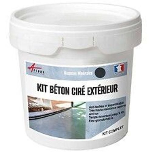 KIT BETON CIRE EXTERIEUR : Pour sol, mur, terrasse, balcon, escalier - 10 m? (en 2 couches) Aronia Gris Noir - ARCANE INDUSTRIES