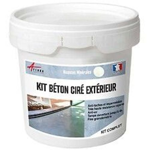 KIT BETON CIRE EXTERIEUR : Pour sol, mur, terrasse, balcon, escalier - 2 m? (en 2 couches) Isatis Blanc - ARCANE INDUSTRIES