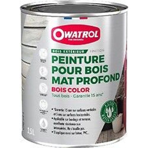 Peinture pour bois ext?rieur opaque - Finition Mate Owatrol BOIS COLOR Rouge basque RAL 3003 1 litre