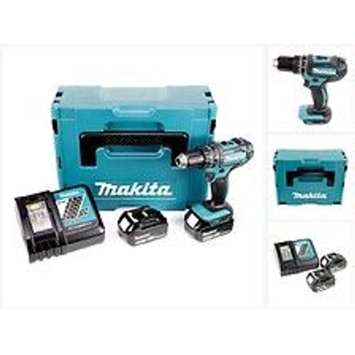 Makita Dhp 482 Rfj - 18 V Li-ion Perceuse Visseuse ? Percussion Sans Fil + Coffret Makpac  + 2 X Batteries Bl 1830 3,0 Ah + Chargeur Dc 18 Rc
