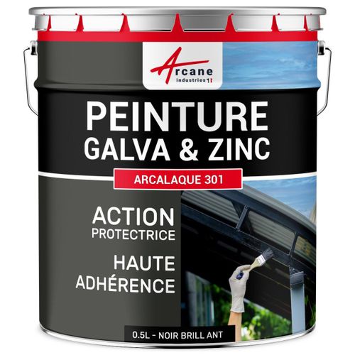 Peinture galva zinc toiture gouttière Noir Brillant - RAL 9005 0.5 L