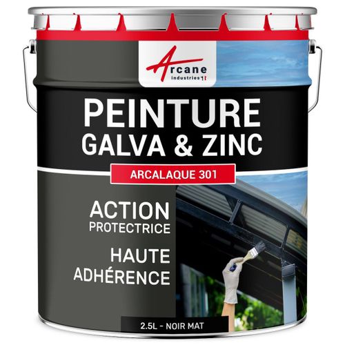 Peinture galva zinc toiture gouttière Noir Mat - RAL 9005 2.5 L