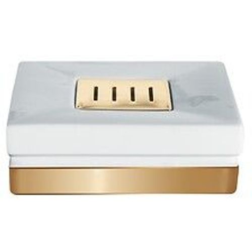 Spirella Porte savon Porcelaine ROMA Blanc et Or