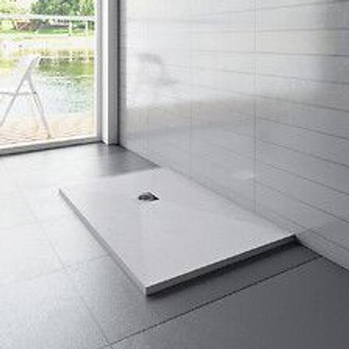 Receveur de douche 120x80cm avec une grille en Inox, AICA bac ? douche rectangulaire, Extra-plat, blanc, anti-d?rapant