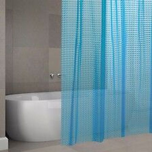 MSV Rideau de douche EVA 3D 180x200cm QUALIT? PREMIUM Bleu - Anneaux inclus