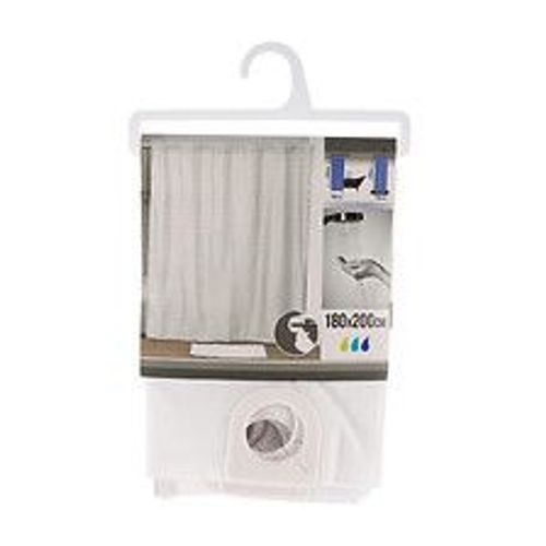 Rideau de douche Blanc avec anneaux int?gr?s 180 x 200 cm