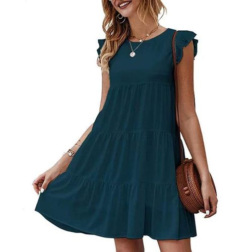 Robe Unie De Couleur Bleu-Vert