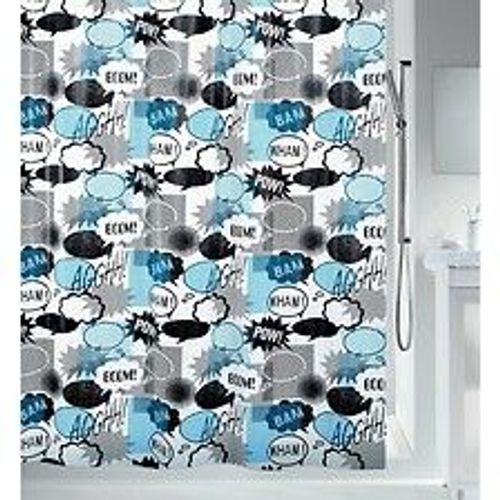 Spirella Rideau de douche PEVA WOW 180x200cm Bleu et Noir