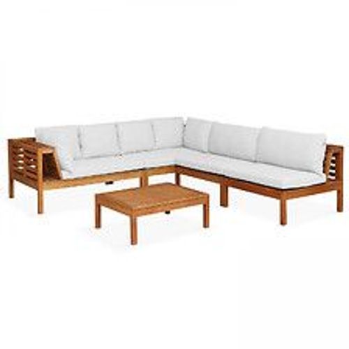 Salon De Jardin Bain 5 Places En Bois Avec Table ?Cru Maupiti