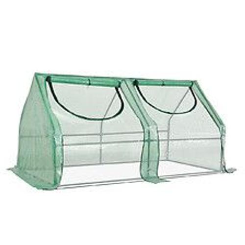 Mini Serre De Jardin Serre ? Tomates Double B?Che 180l X 90l X 90h Cm Acier Pe Pvc 2 Fen?Tres Avec Zip Enroulables Vert