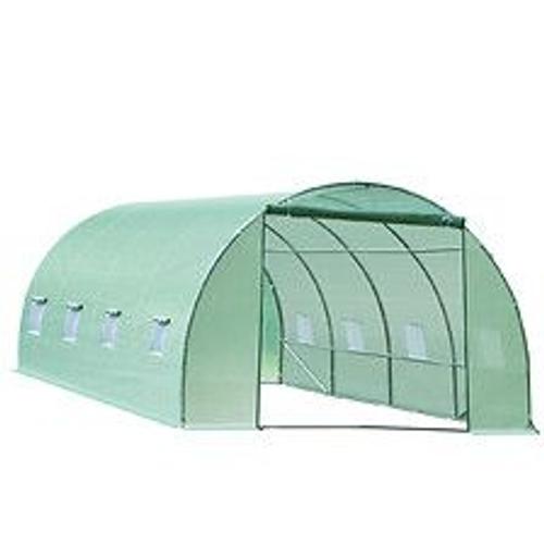 Serre De Jardin Tunnel 6l X 3l X 2h M Ch?Ssis Tubulaire Acier Galvanis? Renforc? 2,5 Cm 8 Fen?Tres 1 Porte Vert