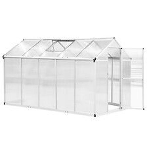 Serre De Jardin Aluminium Polycarbonate 5,5 M? Dim. 3,03l X 1,83l X 1,95h M Fondation Lucarne Porte Loquet