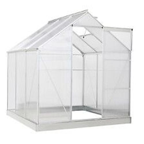 Serre De Jardin Aluminium Polycarbonate 3,6 M? Dim. 1,87l X 1,93l X 2,05h M Fondation Lucarne R?Glable Porte Coulissante