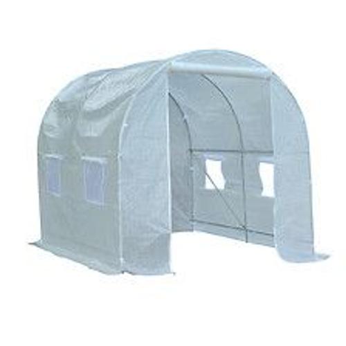 Serre De Jardin Tunnel Surface Sol 5 M? 2,5l X 2l X 2h M Ch?Ssis Tubulaire Renforc? 18 Mm 4 Fen?Tres Blanc