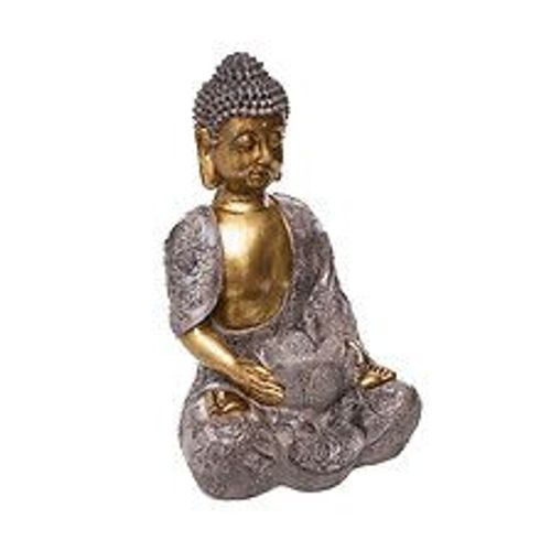Statue d?corative Bouddha en r?sine avec photophore H 37 cm