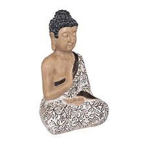 Statue d?corative Bouddha assis en r?sine multicolore H 37.50 cm