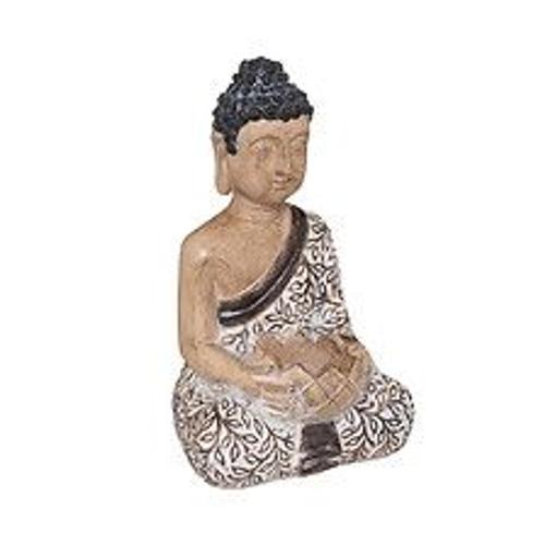 Statue d?corative Bouddha assis en r?sine multicolore H 22,5 cm